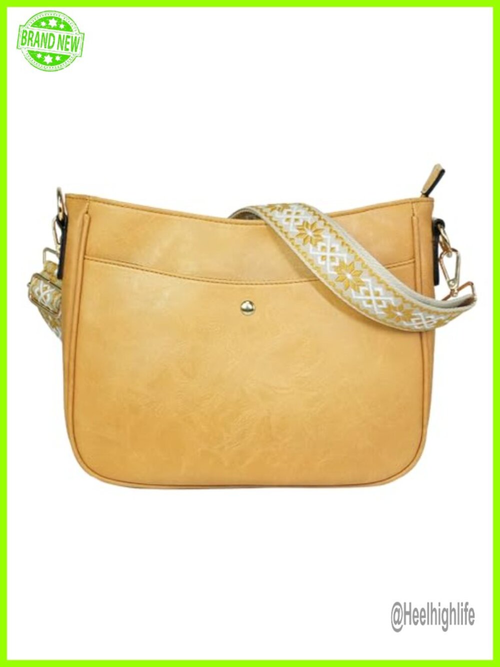 Bohemian Crossbody Bag Wide Strap Vintage PU Leather Adjustable Women Purse